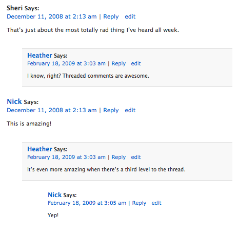 Threaded comments with the Contempt theme