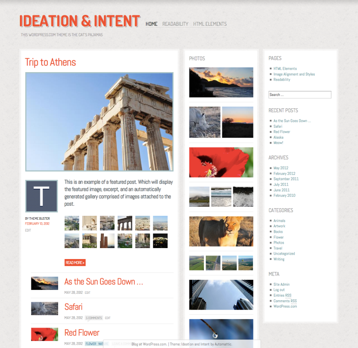 Screenshot of the Ideation & Intent theme for WordPress.com