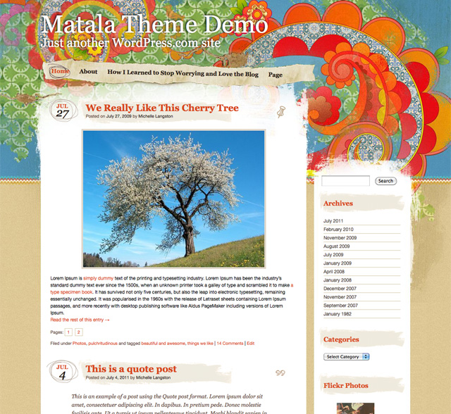 Screenshot of the Matala Theme