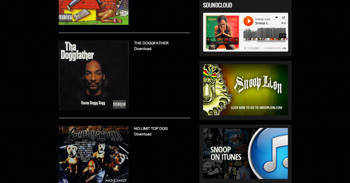 SnoopDogg.com Music page