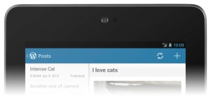Version 2.3 of WordPress for Android: the new, blue action bar