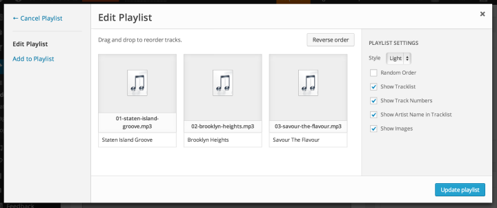 Edit, reorder and insert an audio playlist