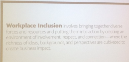 projected slide defining workplace inclusion