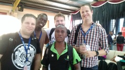 From left: Matty, Nelson Kwaje, Gareth (rear), David Wampamba, and Job.