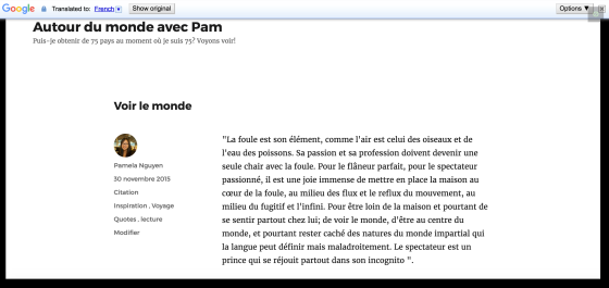The blog post above, automatically translated into French with the Google Translate Widget.
