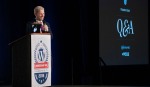 Matt Mullenweg delivers the State of the Word, at the Inaugural WordCamp US, in 2015 #wcus