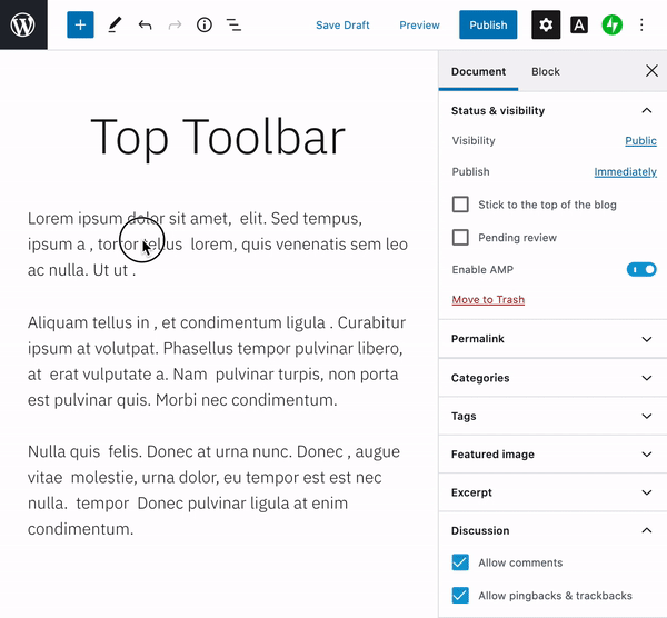 top-toolbar-1 The Classic Editing Experience is Moving, Not Leaving WordPress 